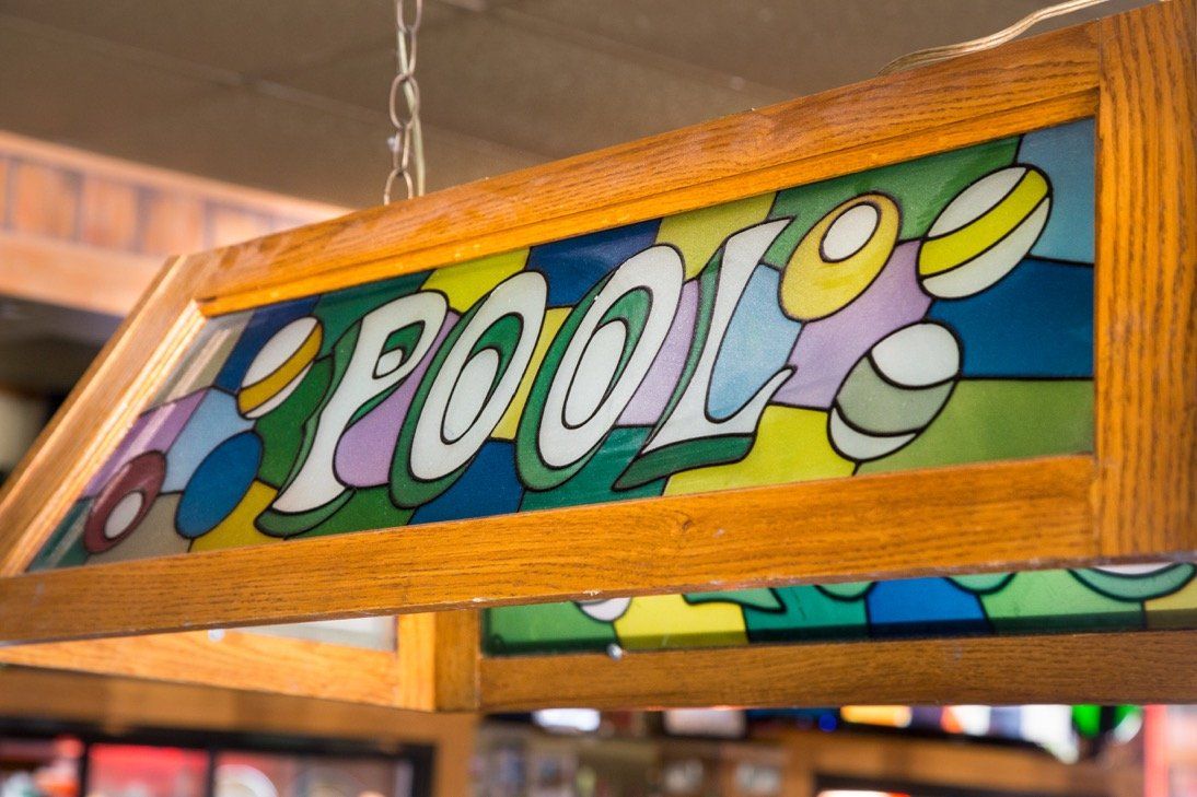 Stained-glass style pool table light