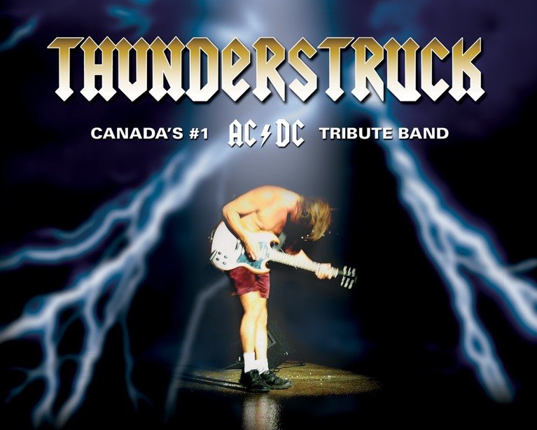 Thunderstruck, Canada's number one AC/DC tribute band, logo with a guitarist under lightning